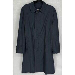 Vintage Gleneagles Coat Mens 40 Black Charcoal American Traveler Rain Trench 70s